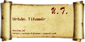 Urbán Tihamér névjegykártya